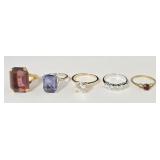 Costume Jewelry Rhinestone & Gemstone Rings