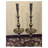 39 Inch Moroccan Brass Floor Pilar Candle Holders