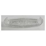 Pressed Crystal Glass Relish Dish