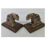 French Art Deco Panther Leather Base Bookends