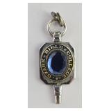 18k Blue Sapphire Ozark Bible College Key Pendant