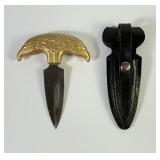 Gold Finish Eagle Head Push Dagger