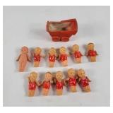 Celluloid Mini Dolls & Carriage (12)