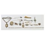 Vintage Costume Jewelry Pins, Bracelet, Pendants