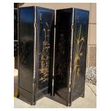 Asian Black Lacquer Folding Room Divider