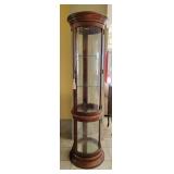 Round Wood & Glass Curio Display Cabinet