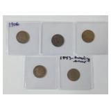 1899-1943 Indian Head Cents (5)