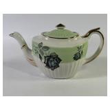 Gibsons England Mint Green Black Rose Tea Pot