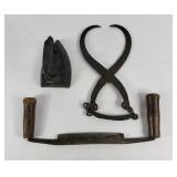 Antique Iron, Ice Tongs, Double Handle Knife (3)