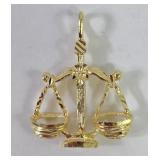 14k Libra Scales Zodiac Charm Pendant