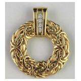 14k Diamond Byzantine Circle Pendant