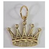 14k Gold Crown Charm Pendant