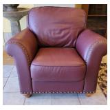 Burgundy Leather Nailhead Trim Chair