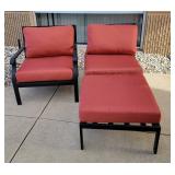 Metal Patio Cushioned Chairs w/ Ottoman (3)