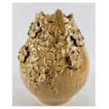 3D Floral Applique Ceramic Glaze Vase