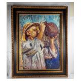 Spanish Farmer Expressionist Oil Painting By Gill
