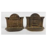 Cast Iron Colonial Weaving Scene Bookends
