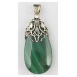 Sterling & Malachite Teardrop Pendant