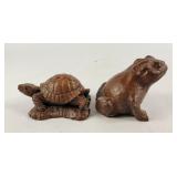 Red Mill Mfg+ Hand Carved Frog & Turtle