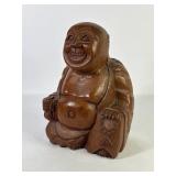 12' Hand Carved Laughing Buddha Figure