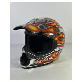 Chrome & Orange Flame Motorcycle Helmet (S)