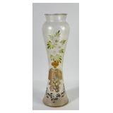 Art Nouveau Hand Painted Gilt Frosted Glass Vase
