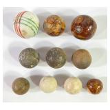 Vintage Clay Glazed Earthenware Marbles (10)