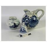 Delft Holland Blue Ceramic Vase, Pitcher, Bell +