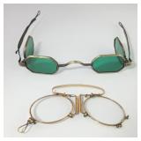 Antique Brass Pince-nez & Shooting Spectacles