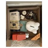 LOT-VINTAGE TOY PISTOL, SNOOPY BANK