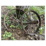 LOT OF 2 ANTIQUE STEEL WAGON WHEELS