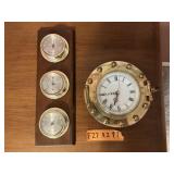 BRASS PORTHOLE CLOCK AND WEATHER STATION