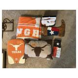 LOT 6- TEXAS BLANKET, STOCKINGS, PILLOW ETC