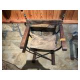 METAL FOLDING CHAIR W LEATHER SEAT+BACK