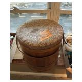 PRIMITIVE WOOD FIRKIN, 15"TX15"W