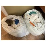 2 LARGE LINEN BAGS-WASH CLOTHS, TOWELS LOT
