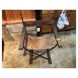 METAL FOLDING CHAIR W LEATHER BACK