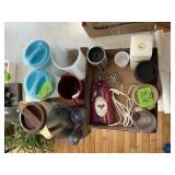 2 BOXES, COFFEE GRINDERS, TEA PITCHERS ETC