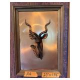 VINTAGE GAZELLE MOUNTED COPPER AND WOOD
