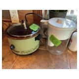 SMALL CROCK POT, VINTAGE, GREEN +BRITA TEA MAKER