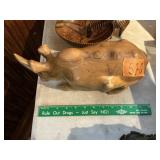 HAND CARVED RHINO WOOD