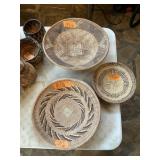 SET ZULU WOVEN BASKETS, X 3  15.5", 14", 9.5"