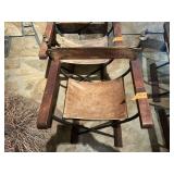 METAL FOLDING CHAIR W LEATHER SEAT+BACK