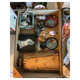 DANSK SILVER PLATE ANIMALS, DUCKS, WOOD CARVED ETC