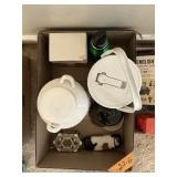 LOT-INLAID TRINKET BOX, COOKIE JAR ETC