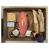 LOT-SINGER BOX, GLOVES, COIN PURSE, ETC