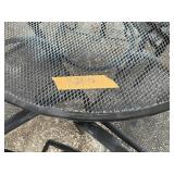 METAL PATIO SET, 4 CHAIRS, TABLE UMBRELLA STAND