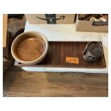 WOODEN TRAY, BOWL, HAND CARVED COASTERSX3