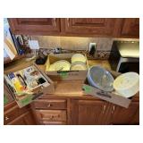 3 BOXES OF KITCHENWARE, BOWLS, SAUCERS, ETC