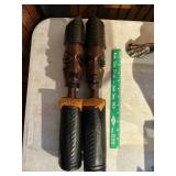 AFRICAN HAND CARVED FIGURINES X 2, 16.5" TALL